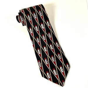 Brandini Tie Mens Navy Burgundy Gold Geometric Silk Le Collezioni Made in USA